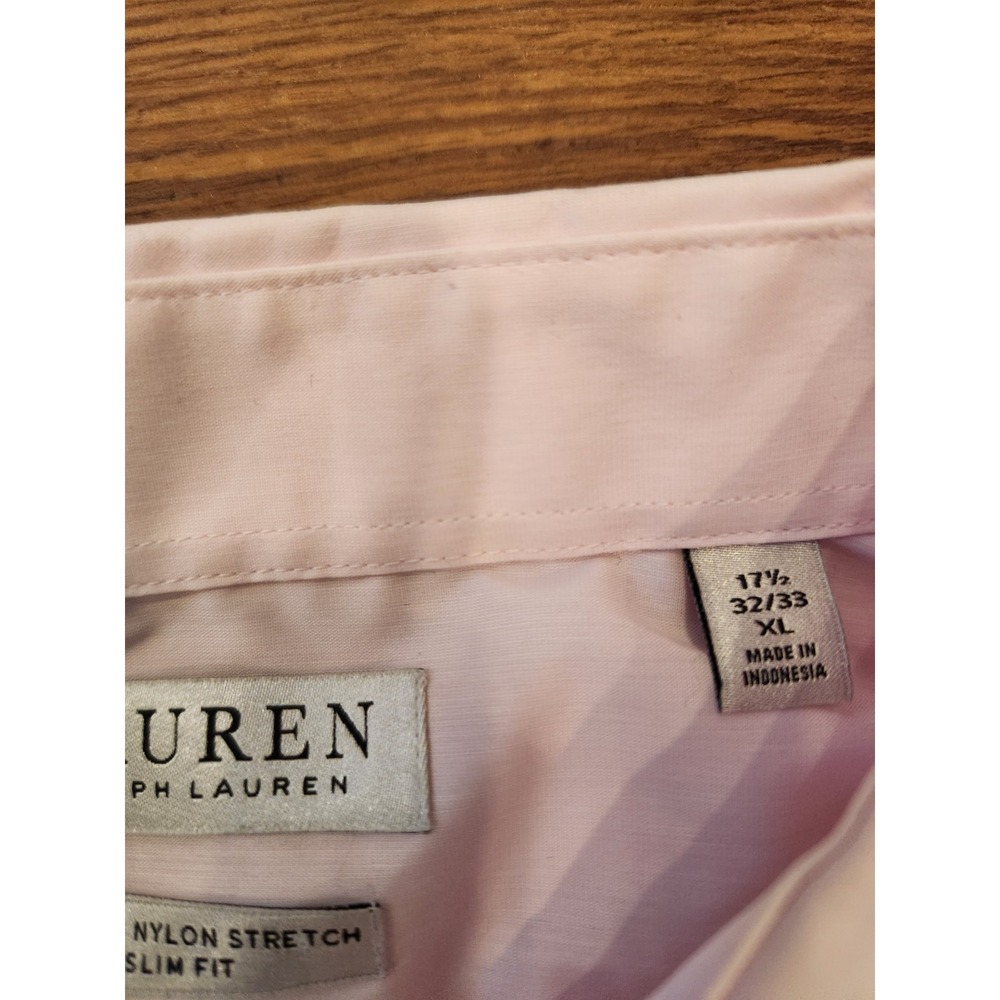 Lauren Ralph Lauren Mens Pink Slim Fit Stretch Dress Shirt 17.5 32/33 XL - Picture 3 of 7